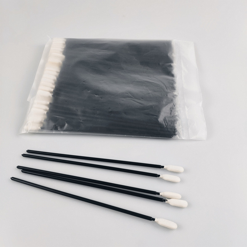 6.6 Inch Black Extra Long Foam Cleaning Swabs For Fine Powders Clean