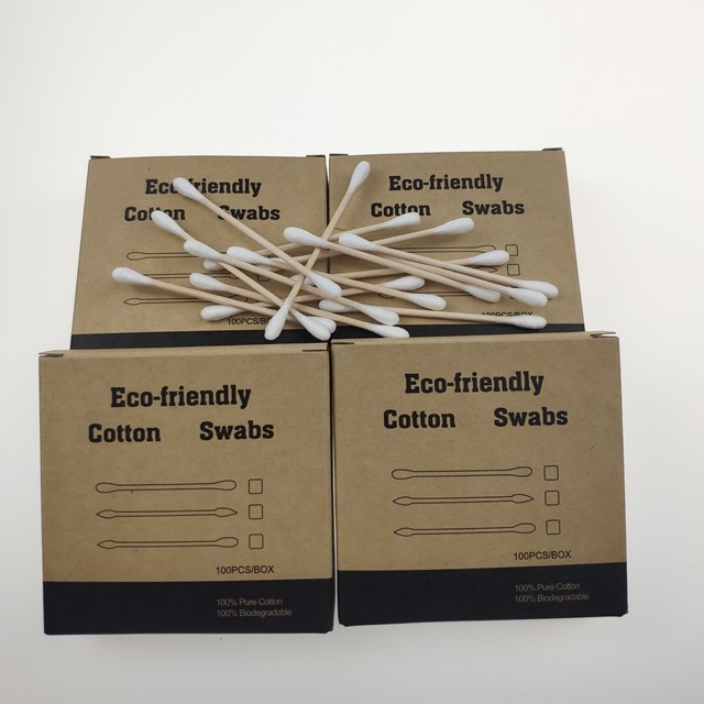 Disposable Wooden Cotton Bud Swab Paper Box Packaging SGS Certification